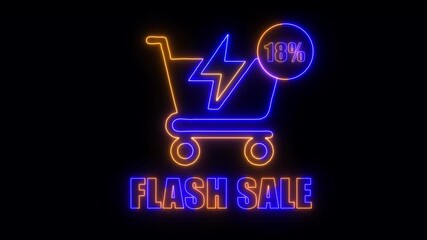 A vibrant neon sign promoting 18% discount flash sale. Perfect for showcasing digital marketing and e-commerce promotions. flash sale announcement. Highlights promotional excitement with modern design - Powered by Adobe