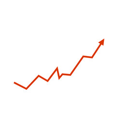 Orange upward trending line graph with zig zag pattern isolated on transparent background