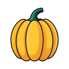 Cartoon Pumpkin with Green Stem on White Background squash gourd