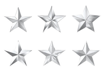 Obraz premium Six silver stars, various sizes and levels of detail