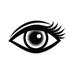 Stylized Open Eye Icon Silhouette Vector Art Illustration