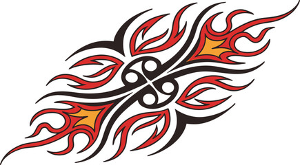 Tribal Flame Tattoo Design – Abstract Fire Vector Illustration
