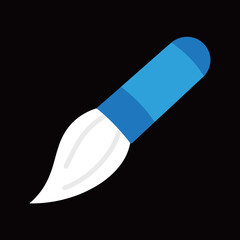 A vibrant blue and white cartoon paint brush icon, perfect for art, creativity, or graphic design projects.