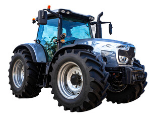 Obraz premium Front-Angle View of Arm Tractor with Detailed Wheels, Isolated Transparent Background PNG
