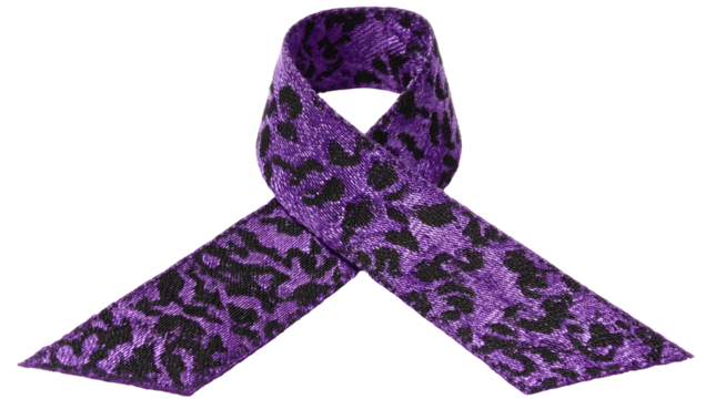Purple ribbon with a dark-purple leopard print