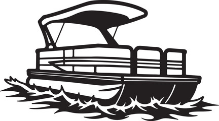 vector illustration of a boat and silhouette of a speed boat with ocean on a white background