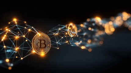 Abstract digital network with glowing nodes and connections, representing technology, data, and communication