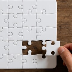 Fototapeta premium Puzzle completion action home image indoor close-up problem solving