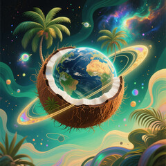 Coconut Earth – Cosmic Tropical Planet in Space