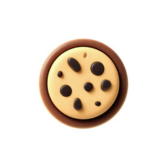 Fototapeta premium Round cookie, light beige center, dark brown spots, dark brown border