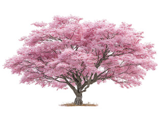Obraz premium Lush pink cherry blossom tree, isolated