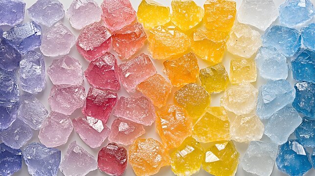 Rainbow Crystal Candy Gems, Colorful Sugar Rock Texture