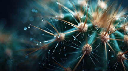 Fototapeta premium Close-up cactus with water droplets