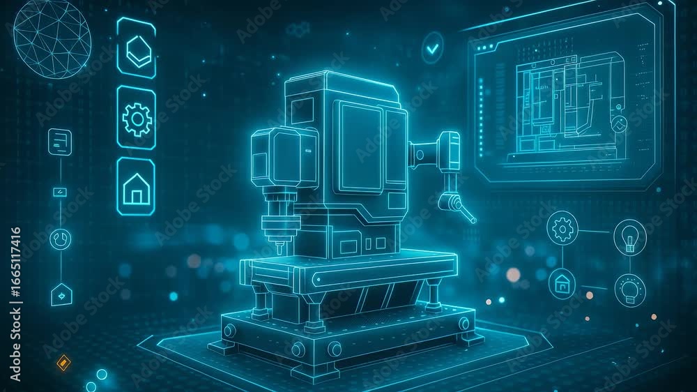 Poster advanced digital manufacturing equipment with automated systems for precision and efficiency in prod