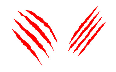 Pair of V-shaped red claw marks. Isolated aggressive monster slash PNG clip art for a t-shirt design, vehicle graphic, or fighting game effect. © PNG KING