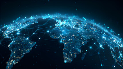 Planet earth rotating and showing global network connections and information flow