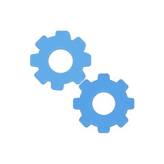 Fototapeta premium Two gears interlocked, flat icon for advanced settings, minimal style, white background