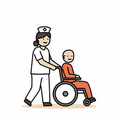 Nurse Assisting Smiling Patient in Wheelchair During Caregiving Session