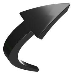 3D black arrow pointing upward isolated design