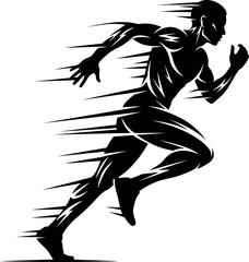 Dynamic runner silhouette speed and motion art