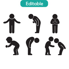 flat icon vector of a person with a welcoming gesture by bowing 