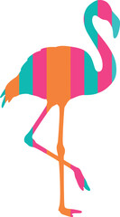 Vibrant striped flamingo silhouette