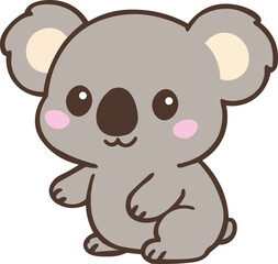 Fototapeta premium Cute Kawaii Baby Koala Vector IllustrationAdorable kawaii-style baby koala with rosy cheeks and big eyes. Perfect for nursery wall art, stickers, kids’ products, t-shirts, and digital downloads.