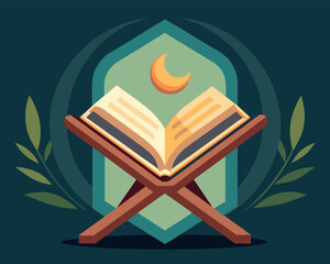  Holy Quran with Rehal Stand Islamic Vector