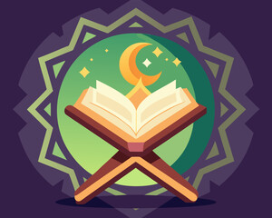  Holy Quran with Rehal Stand Islamic Vector