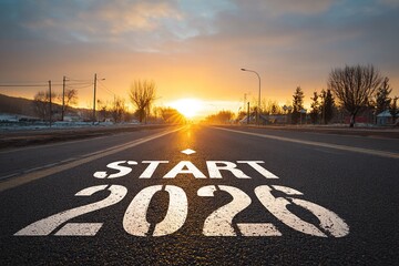 Start 2026 Road Motivation Sunrise Future Concept
