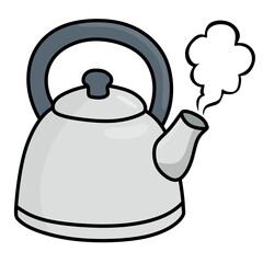 Kettle Illustration with Steam Isolated Clip Art