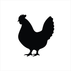 Chicken silhouette icon. Side view vector illustration, isolated on white. Ideal for farm-related designs, agricultural themes, or nature-inspired projects.