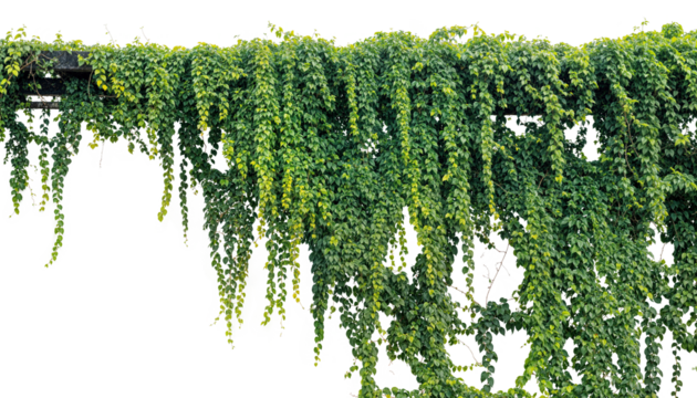 Cascading tropical ivy plant border design (Hedera helix, English Ivy, Boston Ivy). PNG isolated on transparent background with clipping path cutout.	
