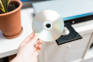 Close up of a  disc in a video player.