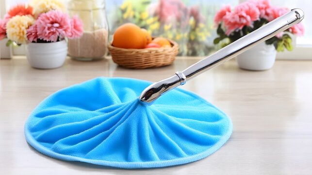 Blue Microfiber Cleaning Dusting Mop with Metal Handle for Home Cleaning