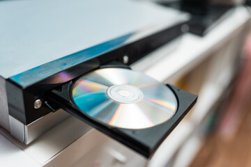 Close up of a  disc in a video player.