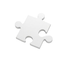 Single white puzzle piece isolated on transparent background