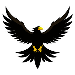 Obraz premium Black vector silhouette of a majestic eagle with outstretched wings in flight