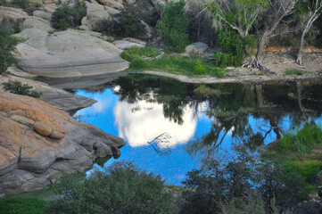 Watson Lake Prescott AZ blue sky puffy clouds