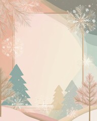 pastel winter holiday background – elegant winter background with snowflakes and pine trees with snowflakes pine trees elegant frosty branches and minimal festive decor