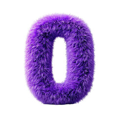 A vibrant purple fuzzy number zero