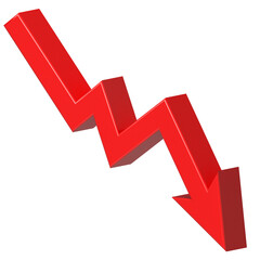 3D red arrow pointing downward on chart