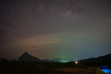Landscape Viewpoint Phang Nga Bay highlight of Phang nga ,Thailand, Time lapse Milky Way above the...