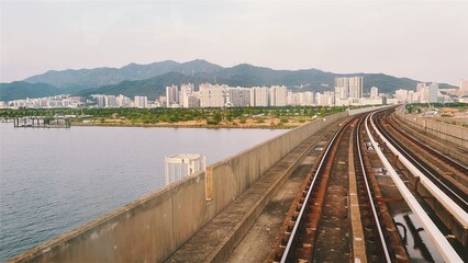 Busan Metropolitan City, Republic of South Korea. May 7, 2025. Subway trains railroad