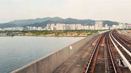 Busan Metropolitan City, Republic of South Korea. May 7, 2025. Subway trains railroad