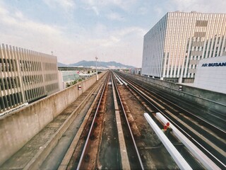 Busan Metropolitan City, Republic of South Korea. May 7, 2025. Subway trains railroad