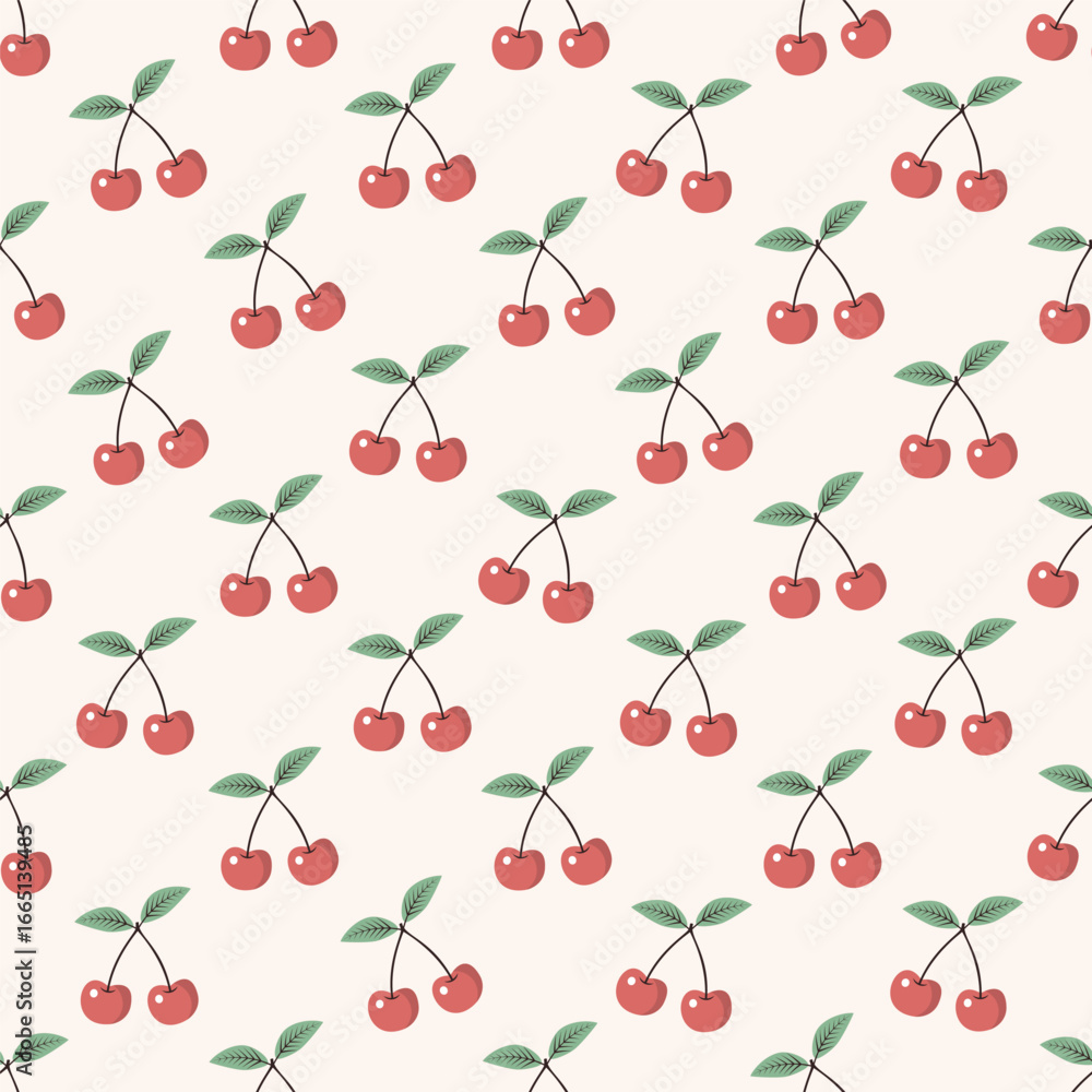 Poster seamless pattern with cherry berry. vector background
