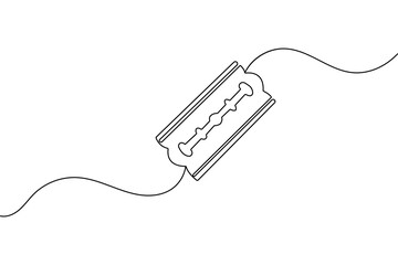 Obraz premium Razor blade continuous one line drawing in minimalist style isolated outline vector illustration art 