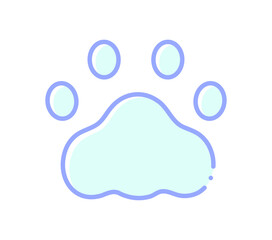 水色の猫の肉球の線アイコン- シンプルでおしゃれな動物の足跡のイラスト素材