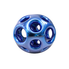 Shiny metallic blue sphere with spherical holes